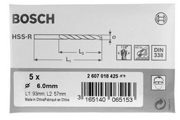 5 Burghie pentru metal, tip HSS-R, DIN 338,=12 mm x Ltotal=151mm xLutil=101mm 